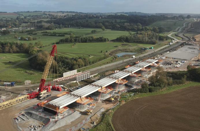 Aerial photo of a Northamptonshire viaduct on HS2
