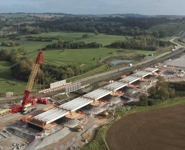 Aerial photo of a Northamptonshire viaduct on HS2