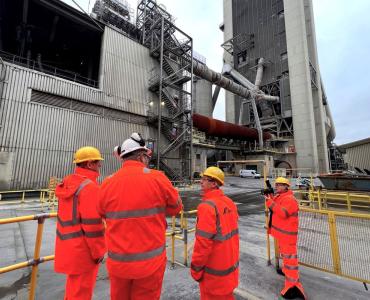 Lord Callanan being shown around Rugby cement works