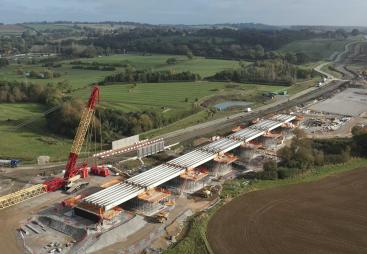 Aerial photo of a Northamptonshire viaduct on HS2