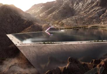 A render of a dam at Saudia Arabia's Neom