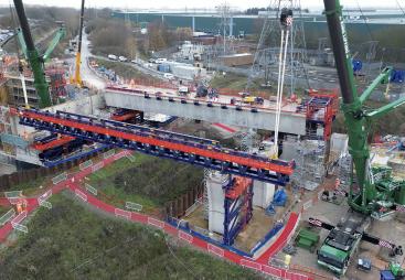 An aerial photo of HS2's River Tame viaduct at Delta Junction