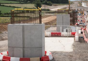 HS2's Wendover Dean piers under construction looking south