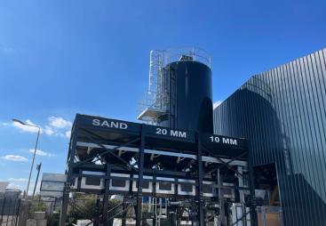 A concrete batching plant