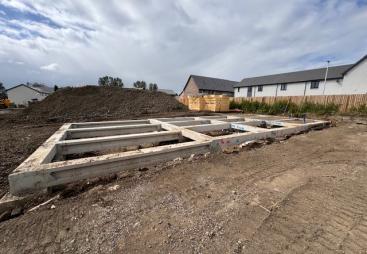 Pre-cast concrete beams on a brownfield site