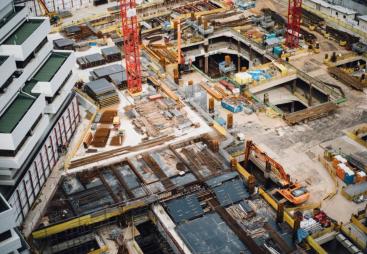 An aerial view of a construction site