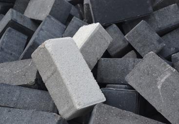 A close-up view of a pile of concrete blocks