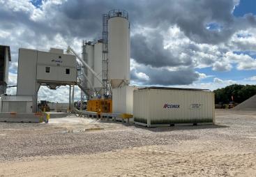 A concrete batching plant