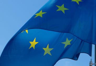 Close up, abstract image of the European flag