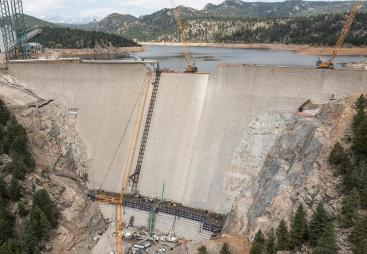 A large concrete dam