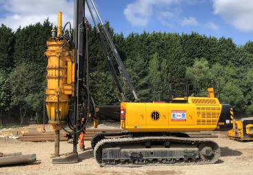A large piece of yellow construction equipment