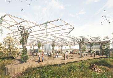 An artist's rendering of a concrete structure