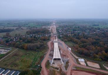 An aerial view of a top down constructed tunnel for HS2 at Burton Green