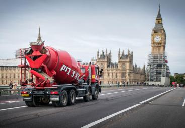Ready Mix Specialists truck mixer crossing Westminster Bridge