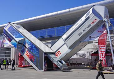 The EUROMIX 1600 NOVA, SBM’s most compact mobile concrete mixing plant, on display at bauma 2025