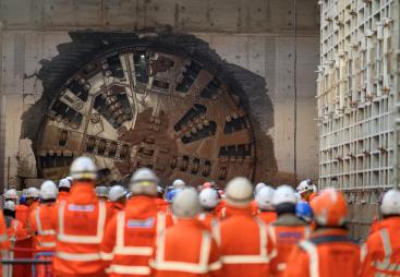 HS2 team watch Tunnel Boring Machine Mary Ann complete the first tunnel breakthrough in Birmingham