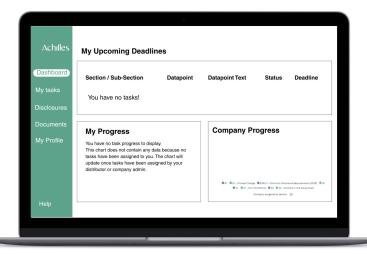 A visual of a computer scree showing Achilles's Comply360, which supports sustainability reporting frameworks including CSRD, IFRS, and GRI.