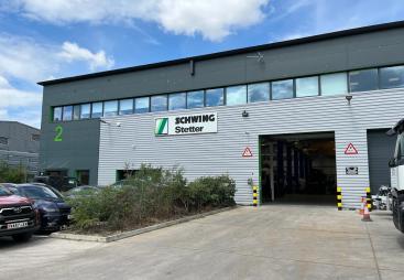Schwing Stetter UK’s new 3,000 m² site in Marlow, which supports expanded parts stock, servicing and equipment preparation.