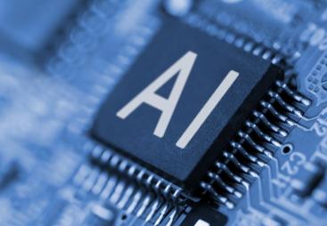 An AI labelled electronic component mounted on a circuit board