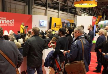 People watching a presentation at the Concrete Show 2025 Seminar Theatre 