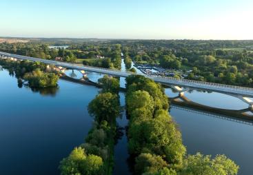 An aerial view of The 2.1-mile Colne Valley viaduct, which is now complete and built from 1,000 precast concrete deck segments.