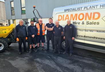 The Diamond Hire and Sales team celebrating 20 years of supplying specialist construction equipment.