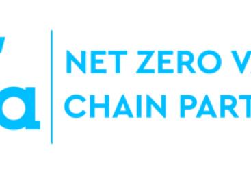 The GCCA Net Zero Value Chain Partner logo - blue text, while background