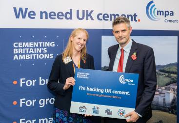 Dr Diana Casey, Mineral Products Association, with event sponsor Jon Pearce MP