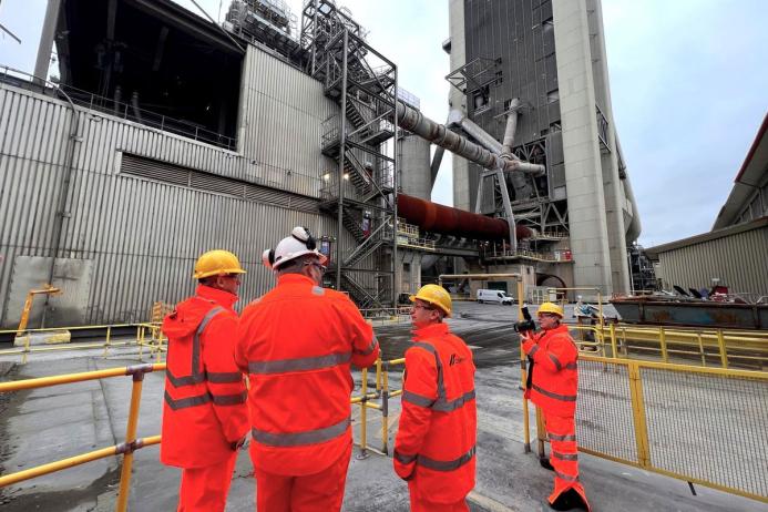 Lord Callanan being shown around Rugby cement works