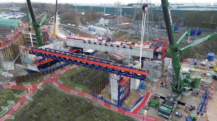 An aerial photo of HS2's River Tame viaduct at Delta Junction