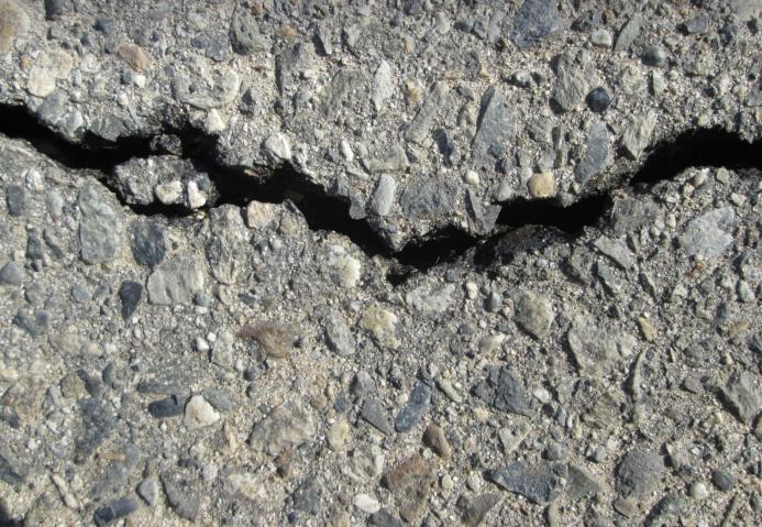 A piece of cracked concrete