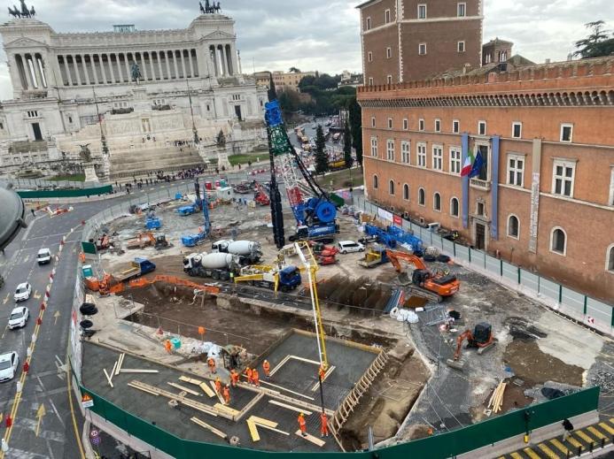 An aerial view of an urban construction site
