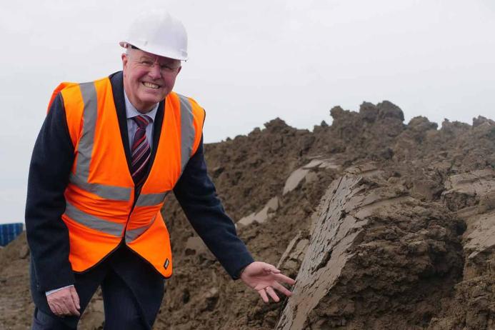 Bob Borthwick, director at Scott Bros, with some of the ‘recycled’ filter cake that will be used to produce low-carbon concrete