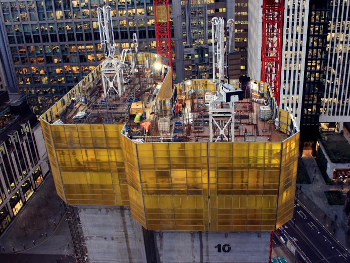 A high rise building under construction using Doka formwork
