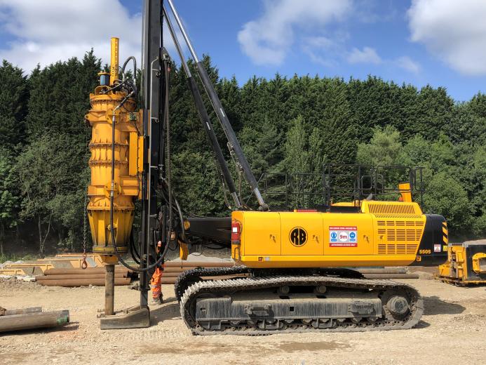 A large piece of yellow construction equipment