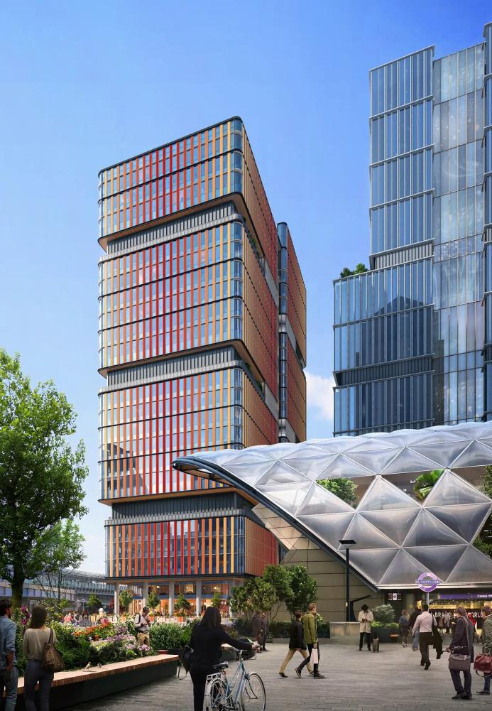 An artists rendering of a high rise building
