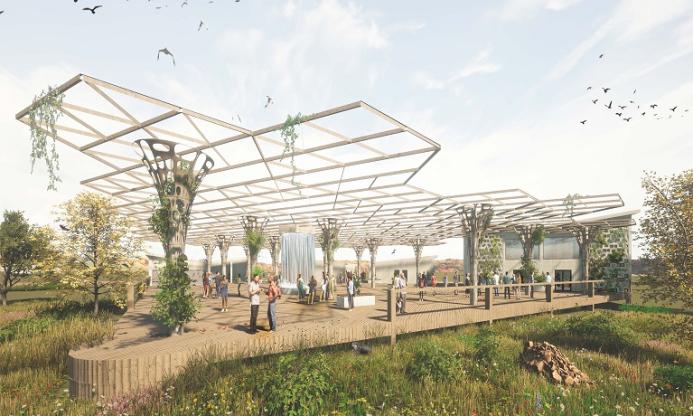An artist's rendering of a concrete structure