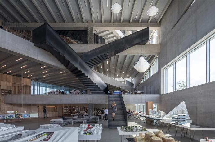 The concrete interior of BIG’s new Copenhagen HQ
