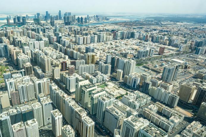 An aerial view of Abu Dhabi