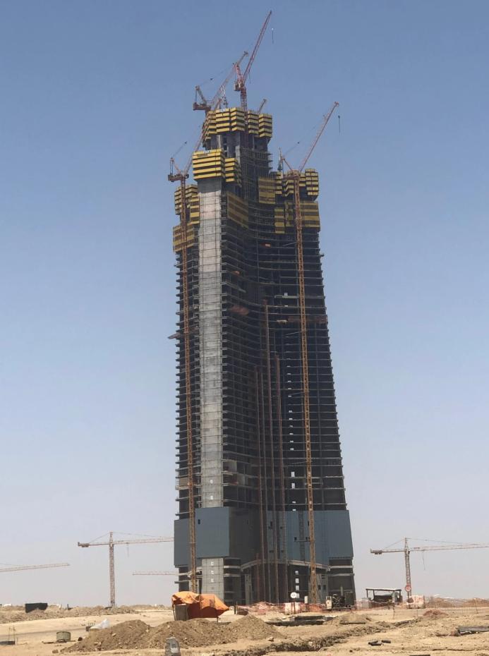 Jeddah Tower, Saudi Arabia under construction in 2019, when work halted at the 63rd floor