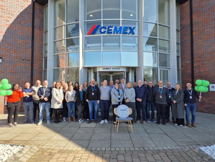 Staff standing outside Cemex’s UK Head Office in Coventry, West Midlands, which became the first facility in its EMEA operations to become a zero-waste-to-landfill site