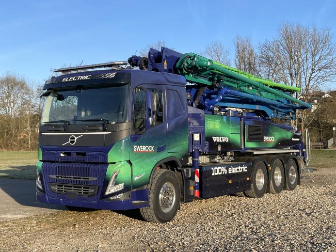 Volvo Trucks and Putzmeister fully electric concrete pump truck 