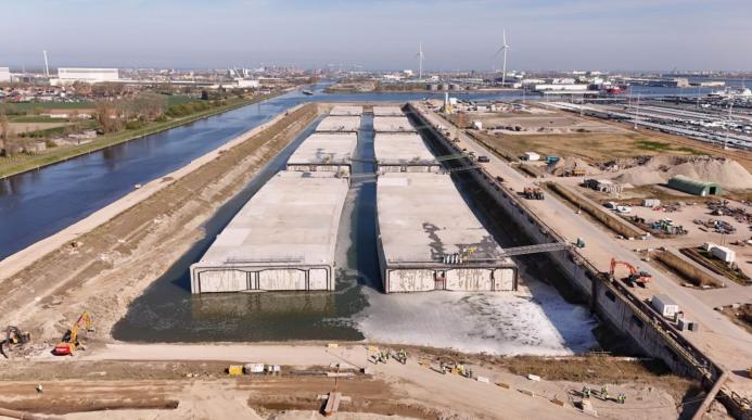 In Zeebrugge, Belgium, the eight tunnel elements of the Scheldt Tunnel 