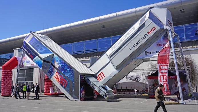The EUROMIX 1600 NOVA, SBM’s most compact mobile concrete mixing plant, on display at bauma 2025