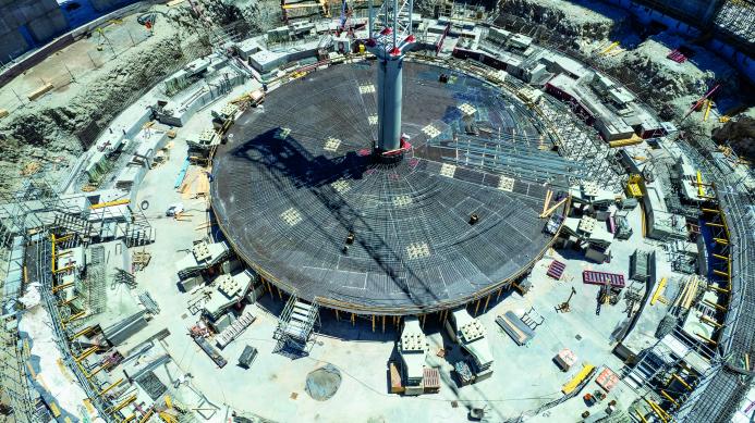 A bird's-eye view of the base of the ELT, which was formed with the MULTIFLEX Girder Slab Formwork (Photo: PERI SE)