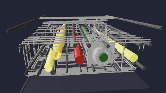 A GScan muon tomography unit being used by National Highways to assess hidden components within reinforced concrete bridge structures. The technology enables engineers to create detailed 3D images of internal features without drilling or disruption, supporting safer, more efficient infrastructure inspections across the UK road network.