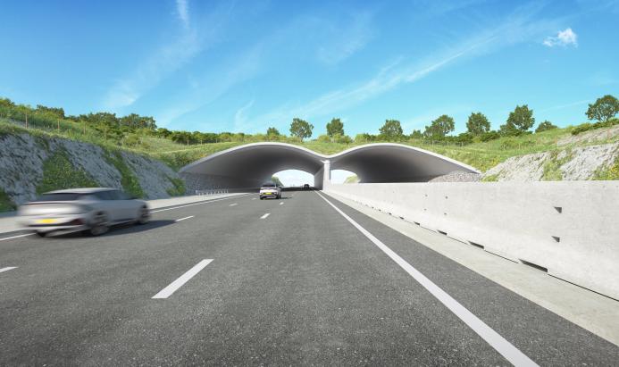 An artists rendering of a prefabricated bridge