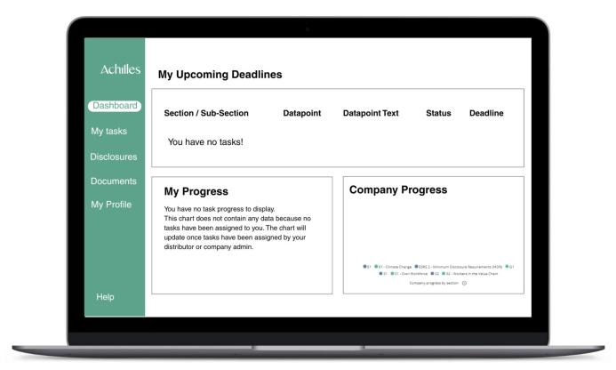 A visual of a computer scree showing Achilles's Comply360, which supports sustainability reporting frameworks including CSRD, IFRS, and GRI.