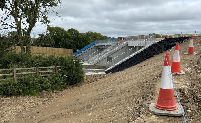 The Costain team have been busy topsoiling the Marazanvose bridge before it turns green later in the year.