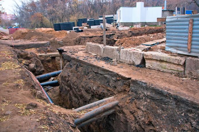 A trench on a construction site